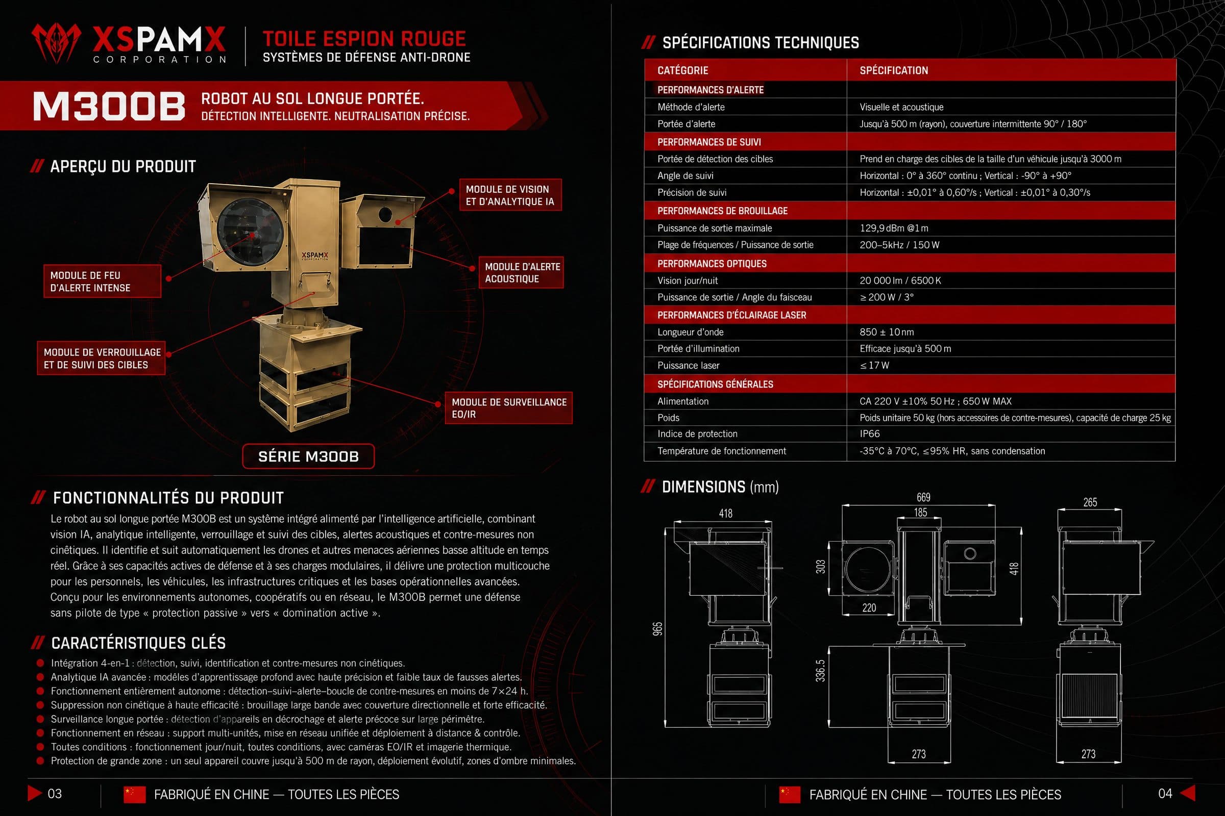 Robot IA autonome de surveillance sol longue portée